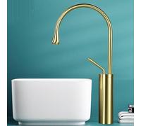 Bathroom, Toilet, Basin Faucet, Raised Table, Hot and Cold, Faucet, White, Brushed Gold, High
