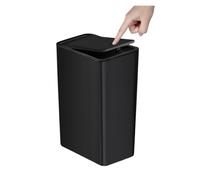Bathroom Trash Can-10L Small Garbage Can With Press Top Lid For Toilet,Bedroom,Living Room y(1 Pack Black)
