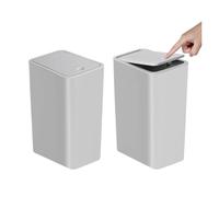 Bathroom Trash Can-10L Small Garbage Can With Press Top Lid For Toilet,Bedroom,Living Room y(2 Pack Grey)