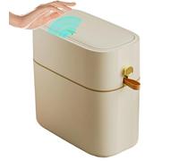 Bathroom Trash Can - ABS PP Durable, Slim Lidded Bin | 28x15x29 Cm Compact 8L Capacity Drawstring Dustbin With Odor-Proof Design, Ideal For Narrow Spaces Indoors Including Kitchen, Toilet, Dorm, Laund