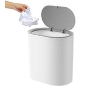 Bathroom Trash Can with Lid,Press Top Garbage Bin Push Top | Compact Spaces Stylish Slim Garbage Can for Kitchen Offices Living Room Use