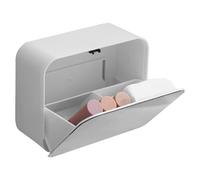 Bathroom Wall Mount Organizer, Cosmetic Storage Box Cover, Makeup Cotton Pads Organizer with Mirror, 5.91x2.48x4.72 inches No Drilling Shelf for Cotton Balls, Stable Floss Holder