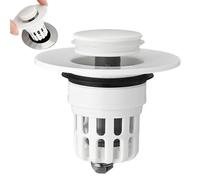 Bathroom Wash Basin Drain Plug - Spring-Loaded Sink Drain Stopper | Anti-Clogging Efficient Dráin | Rust-Proof Push Button Plug for Large Flower-Shaped Washbasin, Bathtub Kitchen Sink, ABS+Metal