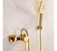 Bathtub Faucet, All-Copper Shower Faucet Set, Bathroom Hot and Cold Water Mixer Tap, Wall-Mounted Triptych Faucet, ABS Multifunction Hand Spray, Golden,A