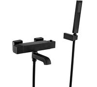 Bathtub Faucets Bath Constant Temperature Shower Set Solid Brass in Black Shower Set Bathtub Mixer with Handheld Shower, Luxury Shower Set