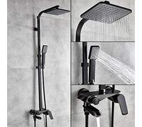 Bathtub Shower Set Mixer Faucet Black Bronze 8 inch Rain Shower Head with Handheld Shower Bathtub Spout Mounted on Wall Hot Cold