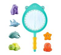 Bathtub Toys, Baby Bath Tub Animal Toys 6 Pieces, Interactive Water Play Set, Includes Fun Fishing Net, 11.02x0.98x5.71 inches, Ideal for Toddler Activities, Kids, Boys, Girls