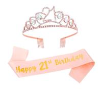 BATHVEVE 1 Ensemble De Sangles De Couronne D'Anniversaire Accessoire Doré Diadème Ceinture De Reine Ceintures Argentées Pour Enterrement De Vie De Jeune Fille Scène De Princesse