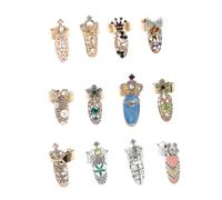 BATHVEVE 12pièces Charms Pour Ongles Décorations De Manucure Éblouissantes Pour Anneaux De Phalanges Accessoires Élégants Pour Nail Art
