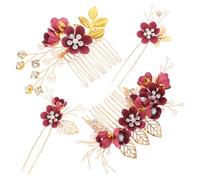 BATHVEVE 1ensemble Accessoires De Mariage Pour Cheveux Avec Fleurs Rouges Peigne Et Épingle Élégants Pour Mariée Coiffure Chic Et Décoration De Tête Pour Événements Spéciaux
