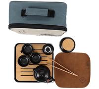 BATHVEVE 1ensemble Service à Thé de Voyage Portable Céramique Noire Set Kung Fu Complet avec Théière et Tasses Vaisselle Chinoise Pratique pour Amateurs de Thé Convient pour Noir et Fruité