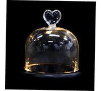 BATHVEVE 1pièce Cloche Verre pour Fleurs Éternelles avec Base Cœur Décor De Paysage avec Lumières LED pour Table Et Bureau