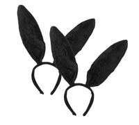 BATHVEVE 2 pièces Bandeau Noir Satiné à Oreilles de Lapin Lot de Accessoires Cosplay pour Fête et Banquet