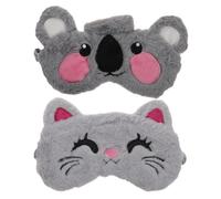 BATHVEVE 2 pièces Masque de Sommeil Peluche Masques Oculaires Mignons Animaux Couvre Yeux Occultants pour et Réparateur