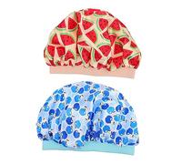 BATHVEVE 2pièces Bonnet De Bain Garçon Fille Imprimé Satin Capuchon Étanche à Large Bord Pour Douche Et Sommeil