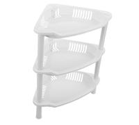 BATHVEVE 3 Étagère à Trois Niveaux Étagère Rose Paniers De Rangement pour L'organisation Panier en Plastique Rose Organisateur d'angle De Salle De Bain Étagères Roses Blanche