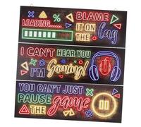 BATHVEVE 3 Pièces Décor Mural Neon pour Chambre de Jeu Art Murale Unique pour Garçon Fille Décoration de Salle de Jeu pour Garçons