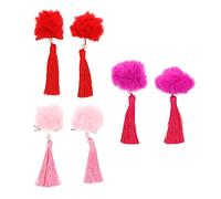 BATHVEVE 3paires Barrette Fille Avec Pompons Et Franges Style Chinois Adorable Et Pratique Pour Couleurs