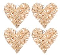BATHVEVE 4pcs Pendentifs en Rotin Tressé Forme de Cœur, Décorations Suspendues Créatives en Saule pour Bar et Salon, Décoration Romantique et Festive