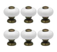 BATHVEVE 6 Pièces Bouton de Tiroir en Céramique Blanche, Rond, Style