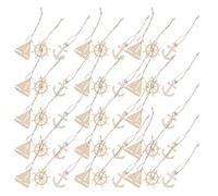 BATHVEVE 60 Pièces Décorations en Bois Non Finies pour Bateau Roues de Voilier, Ancres et Gouvernails, Planche de Densité, Artisanat Créatif pour Bureau et Loisirs