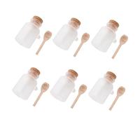 BATHVEVE 6pièces Pots Plastique Transparent Mat Pour Sel Et Épices Avec Bouchon Liège Récipients Rechargeables Pour Sels De Bain Et Poudres Style Aléatoire