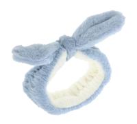 BATHVEVE Bandeau pour Se Laver le Visage en Tissu Bleu Forme Oreilles de Lapin, Doux Cheveux, Polyvalent pour Yoga et Exercice, Accessoire Esthétique Féminin et Mignon