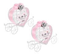 BATHVEVE Boîte à Bonbons en Métal Forme Charrette Cœur, 2 Pièces, Design Creux Chic et Léger, pour Présents Mariage et Décoration de Boutique