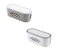 BATHVEVE Boîte de Gestion des Câbles Rangement Pratique et Discret avec Couvercle en PP Organise Fils Électriques et Multiprises, pour Table ou Coin