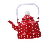 BATHVEVE Bouilloire Émail Rouge à Pois Blanc Théière Vintage Inoxydable Portable et Légère pour Cuisine et Service Thé