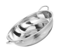BATHVEVE Casserole à Hot Pot Acier Inoxydable avec Séparateur Double Compartiment Compact pour Cuisine Maison et Usage Commercial Pot à Soupe Yuanyang Sans Couvercle pour Petits