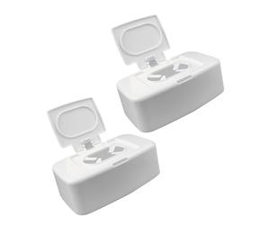 BATHVEVE Distributeur de Lingettes Humides Portable Blanc en Pp, Boîte Rechargeable 2pcs, Protège les Lingettes Saleté, pour Voyage et Salle de Bain