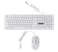 BATHVEVE Ensemble Clavier et Souris Filaire USB Éclairage LED Blanc Clavier Mécanique à Suspendre Ergonomique et Souris Gaming pour PC Maison et Bureau Accessoires Gamer