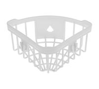 BATHVEVE Étagère d'angle Triangulaire pour Évier Ventouse, Panier de Rangement Blanc en Fer, Support Amovible pour Éponge et Ustensiles Cuisine