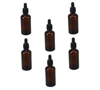 BATHVEVE Flacons Compte-gouttes En Verre 6 Pièces 50ml Brun Fonction Compte-gouttes Usage Multiple Huiles Essentielles Cosmétiques