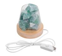 BATHVEVE Lampe à Parfum en Pierre de Cristal Verte pour Chambre et Bureau, Diffusion D'arôme Naturelle et Éclairage sans Électricité, Lampe Pratique et Décorative