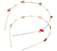 BATHVEVE Lot de 2 Bandeaux Cerise en Alliage Doré, Accessoires pour Cheveux Femme, Robustes et Portables, pour Mariage et Réunions de Famille