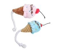 BATHVEVE Lot de 2 Doudous pour Chien en Peluche Résistante de Cône de Crème Glacée, Couineur pour Mâcher et Lancer, pour Chiots et Animaux de Compagnie