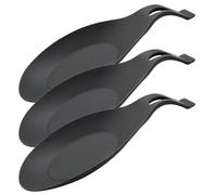 BATHVEVE Lot de 3 Repose-Cuillères en Silicone Alimentaire Résistant à la Chaleur Porte-Cuillère Noir Pratique Cuisine et Table Support Robuste Anti-Usure pour Ustensiles de Cuisson