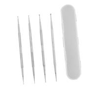 BATHVEVE Lot De 4 Stylos à Ongles Pour Nail Art Petit Format En Acier Inoxydable Outil à Points Ramasse-pierres Pour Femme Utilisation Manucure Professionnelle Boîte Plastique