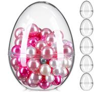 BATHVEVE Lot de 6 Gros Oeuf en Plastique Transparent à Fond Plat, Boîte de Rangement de Pâques Multi-usage, Étanche et Créative pour Fêtes de Pâques et Mariages