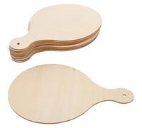 BATHVEVE Mini Planches à Découper Rondes en Bois Naturel avec Poignée Lot de 10 Faciles à Nettoyer, pour Service et Cuisine