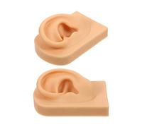 BATHVEVE Modèles D'oreilles en Silicone Réalistes 2 Pièces Taille Moyenne pour Entraînement au Perçage Oreilles Professionnels et Centre Auditif Support Affichage Boucles D'oreilles Peau