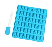 BATHVEVE Moule en Silicone Bleu Lors de Fêtes Facile à Utiliser et Remplir avec Compte-gouttes 53 Cavités D'ours Chocolats Maison