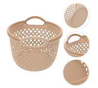 BATHVEVE Panier De Rangement Tressé Étanche Petite Taille Couleur Beige Clair En Plastique Perforé Fonctionnel Multifonctions Pour Domicile Bureau Chambre Organisation