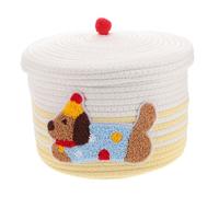 BATHVEVE Panier De Rangement Tressé Petit Chien En Corde De Coton Avec Couvercle Protecteur, Organise Friandises Et Jouets Pour Animaux, Adapté Voiture Et Maison, Panier Décoratif Pratique