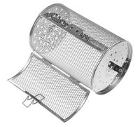 BATHVEVE Panier Rotatif à 360° en Acier Inoxydable Argenté pour Rôtissoire à Air Chaud, Cage Grillagée pour Fruits Secs et Noix, Accessoire la Cuisine Polyvalent