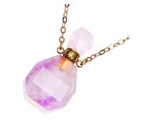 BATHVEVE Pendentif Bouteille De Souhaits Collier De Parfum Forme Porte- Huile Améthyste Ornement Naturel Bijoux Chakra Suspendus Bouteilles Conteneur Pendentif en Cristal