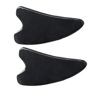 BATHVEVE Plaque De Grattage De Beauté En Corne De Buffle Noire Cœur 2 Pièces, Planche De Massage Gua Sha Professionnelle Polie Multifonction Pour Visage, Cou Et Dos, Outil Spa De Soin Et Relaxation