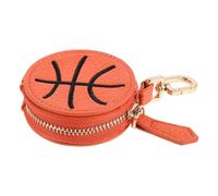 BATHVEVE Porte-Monnaie pour Organiser Pièces Orange Zippé en Cuir PU Forme Basket- Résistant aux Rayures Accessoire Sportif pour Événements et Voyages